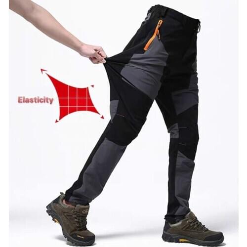 Men Outdoor Softshell Quick Dry Pants Stretch Breathable Windproof Waterproof Pants Climbing Trekking Fishing Hiking Trousers