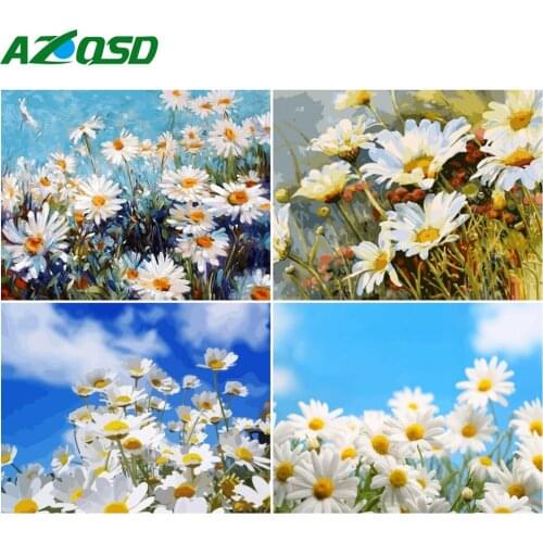 AZQSD DIY Oil Painting By Numbers Canvas Flowers Home Bedroom Wall Artwork 40x50cm Pictures By Numbers Floral Handmade Gift