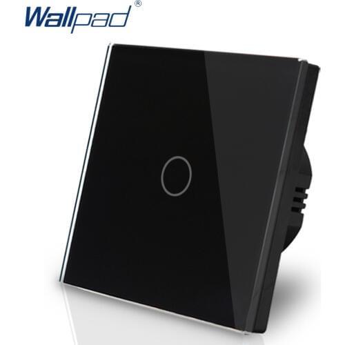 EU Standard Wallpad Black Touch Control Switches 1 Gang 2 Way Crystal Glass Panel Wall Touch Switch LED Indicator Free Shipping