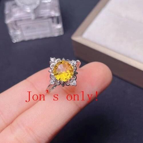 2020 newest natural citrine Gemstone Ring yellow color round natural gem certified fireworks real 925 silver girl birthday gift