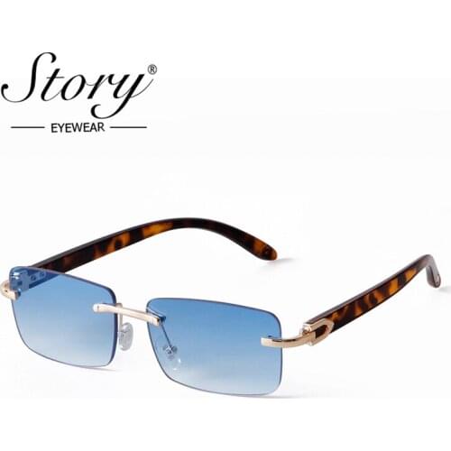 STORY Retro Classic Rimless Square Sunglasses Women Men 2021 Brand Design Vintage Frameless Rectangle Gradient Shades Lady S9216