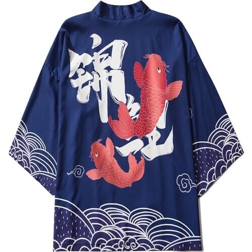 Japanese Printed Couple Spring Cardigan Men Haori Yukata Male Samurai Costume Clothing Kimono Jacket Streetwear Shirt