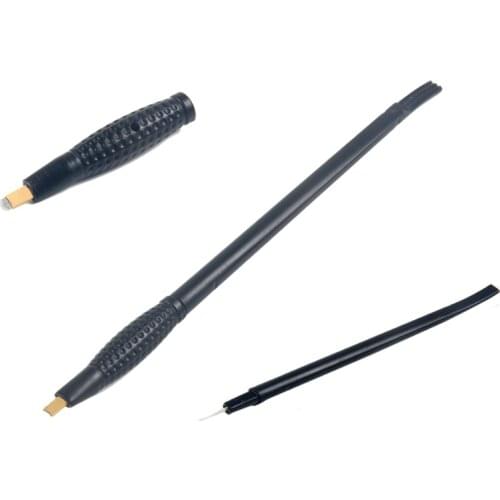 Professional Permanent Makeup Black Disposable Microblading Pens Hand Tools 0.18mm 18U With 3RL Two In One Use Embroidery Blades