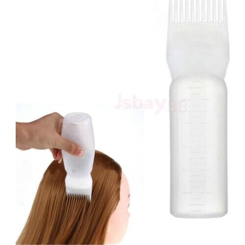 Empty Hair Dye Bottle Applicator With Graduated Brush Comb Salon Hair Coloring Tool 120ml White