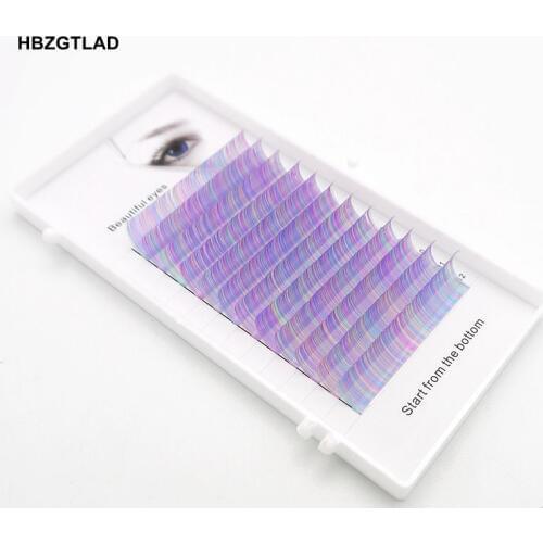 2021 New C/D Curl 0.07/0.1mm 8/15mm false lashes Rainbow Color eyelash individual colored lashes Faux volume eyelash extensions