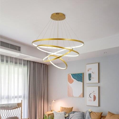 Modern Lucky Circle Rings Pendant Lights For Living Dining Room Lighting Acrylic Aluminum Body LED Hanging Lamp Kitchen Fixture