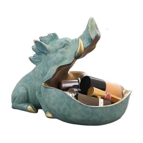 New Resin Wild Pig Statue Sculpture Home Decoration Accessories Desk Storage Box Figurine Miniature Room Desktop Decor Gift