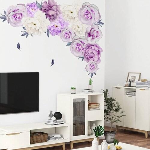 Fresh Peony Flower Home Wall Sticker Living Room Office Decal Mural Diy Decor Home Living Room House Decoration Accessories 2