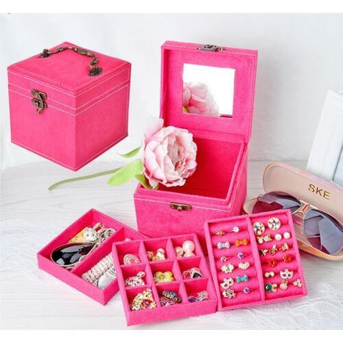 Korean Style Edition Of Rabbit Hair Three Layers Deer Flannel Jewelry Box/Jewelry Case/Storage Velvet Box Many Colors Optional