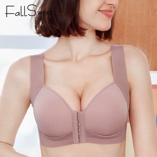FallSweet Front Closure Bras for Women Plus Size Underwear Seamless Push Up Brassiere Vest Top Sexy Bra