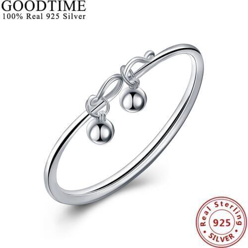 Authentic 925 Sterling Silver Simple Style Jewelry Round Beads Balls Bracelets Bangles for Women Lovely Pulseiras Bijoux GTB073