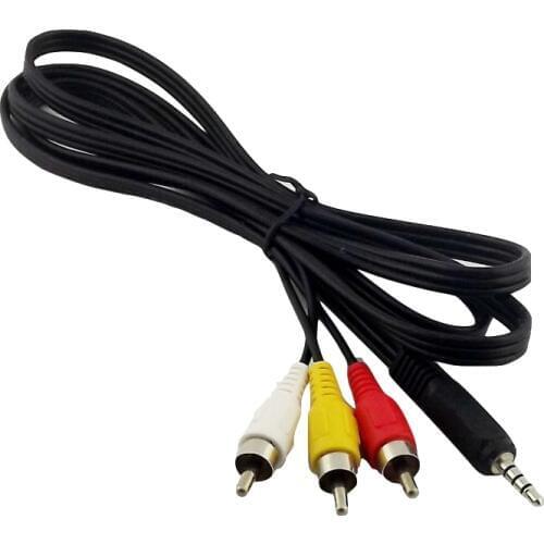 1pc 1.5M/5FT 3.5mm 4 Pole Stereo Aux Male Plug To 3 RCA Phono Male AV Audio Video Adapter Y Cable Cord
