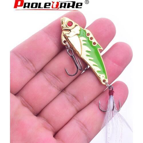 1Pcs 60mm 9g Metal VIB Lures Vibration Spoon Lure Wobbler Fishing Lure Bass bait artificial feather hook Fishing tackle PR-334