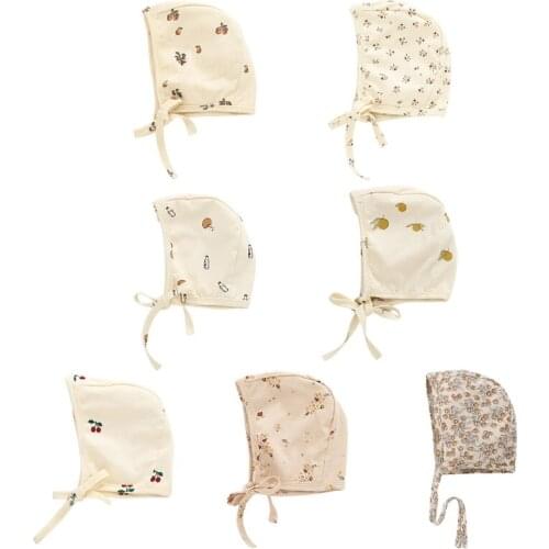 1 Pc Baby Cotton Print Hat Newborn Baby Floral Vintage Hat Infant Bonnet Cute Baby Little Loop Hat Print for 0-24 Month