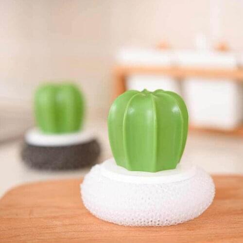 1Pcs Cactus Shape Cleaning Brush Pot Plate Washing Brushes Glass Dish Brush Scourer Steel Wool Cleaning Tool Kitchen Accessories