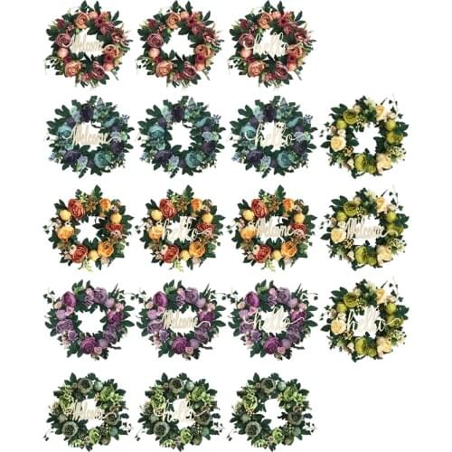 13inch Welcome-Hello Sign Lavender Wreaths for Front Door Handcrafted Wreath for Outdoor Home Wall Party Wedding Decor