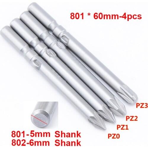 4Pcs 801 802 Round Shank Magnetic Pozidriv Screwdriver Bit Set Game Repair Tools PZ0 PZ1 PZ2 PZ3