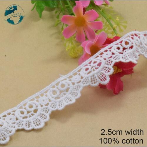 5yards 2.5cm wide white cotton embroidery lace ribbon trim DIY wedding lace garment Accessories african dolls lace applique#3290