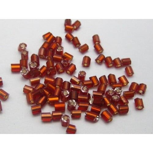 5000 Glass Tube Bugle Seed Beads 2X2mm Red Silver-Lined + Storage Box