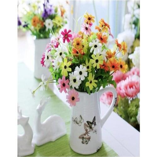 5D DIY Square Clean Flower Vase Cross Stitch Diamond Painting Embroidery Rhinestone Needlework Rhinestone Decorative FC552