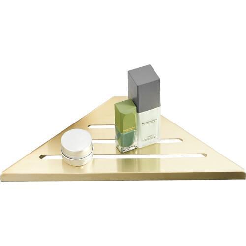 Bathroom Accessories Corner Shelf Stainless Steel Adhesive Frame Tripod Shower Corner Brushed Gold Corner Storage Holder Shelves
