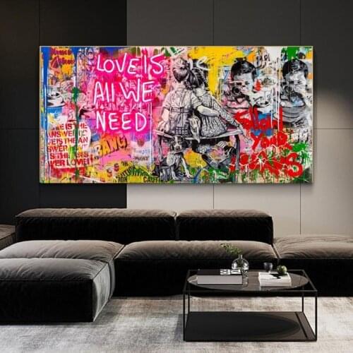 Banksy Art Love is what we need Canvas Painting Art Posters and Prints on the Wall Graffiti Street Art Pictures Home Decoration