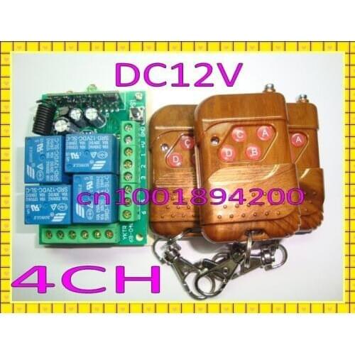 Wireless remote control switch system1000M 4CH 4Relay DC12V receiver&transmitter 315/433MHZ Learning code output is adjustable