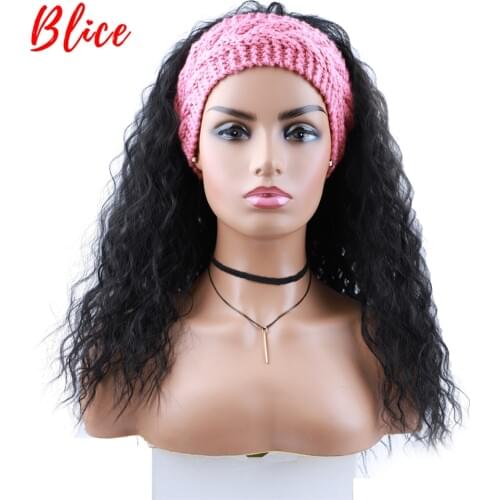 Blice Long Natural Wave Headband Synthetic Hair Wigs For African American Women 20Inch Kanekalon Extension Daily Full Curly Wig