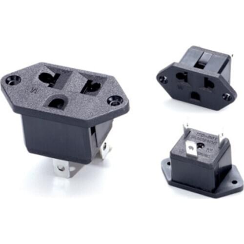 Black industrial outlet with ear fixing hole American standard 250V 10A universal AC power socket