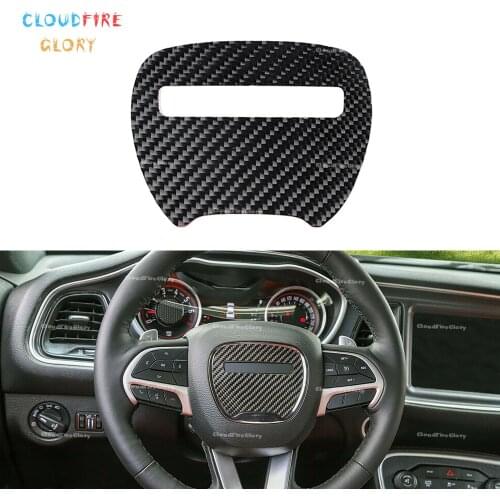 CloudFireGlory Carbon Fiber Interior Steering Wheel Panel Trim Decor Cover For Dodge Challenger 2015 2016 2017 2018 2019