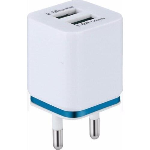 Dual USB Charger 2.1A Rapid USB Power Adapter Plug for Smart Phone with EU Plug (Purple Edge)