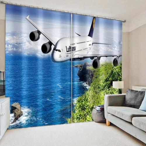 Photo 3D Curtains for Living Room Window blue lake fly curtains 3D Curtains For Living room Bed room Office