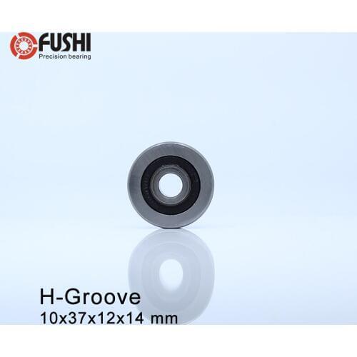 H Groove Bearing ( 2PCS ) 10*37*12*14 mm Steel Bearing Rollers H7/3 H7/4 H8/2 Slide Guide Bearings U Wheel Pulley