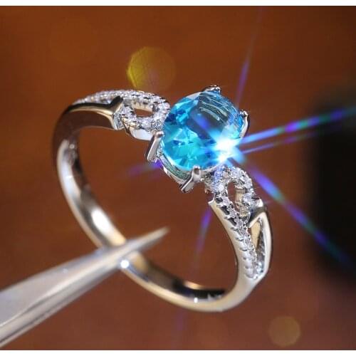 JK Sky Blue Oval Stone Women Ring Auspicious Clouds Micro Paved CZ Classic Engagement Ring For Wife Best Love Luxury Jewelry