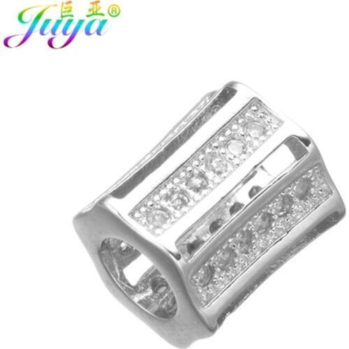 Juya DIY Jewelry Spacer Beads Micro Pave Zircon European Charm Beads For Women Men Natural Stones Beading Jewelry Making