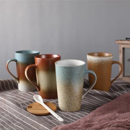 Ceramic Coffee Cup Porcelain Personal Single Pottery Tea Cups Japanese Style Drinkware Wine Mug Water Mugs Wholesale With Spoon