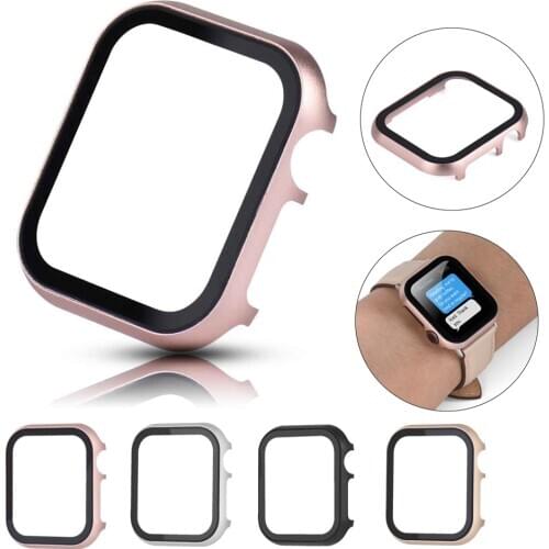 Metal Case and Tempered Film glass for Apple Watch 42mm 38mm 44mm 40mm Cover IWatch6 5 4 3 2 1SE Watch Protective Case Shell