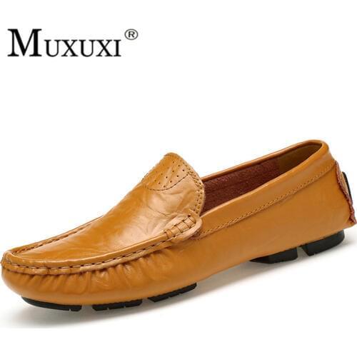 New arrival high quality genuine leather comfortable casual shoes men loafers shoes soft breathable flats driving shoes big size