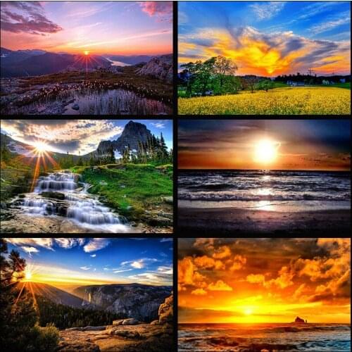 CraftArtGo 5D DIY Diamond Embroidery Sunset Full Square Round Rhinestone Mosaic Painting Cross Stitch Flowers Diamond Kit