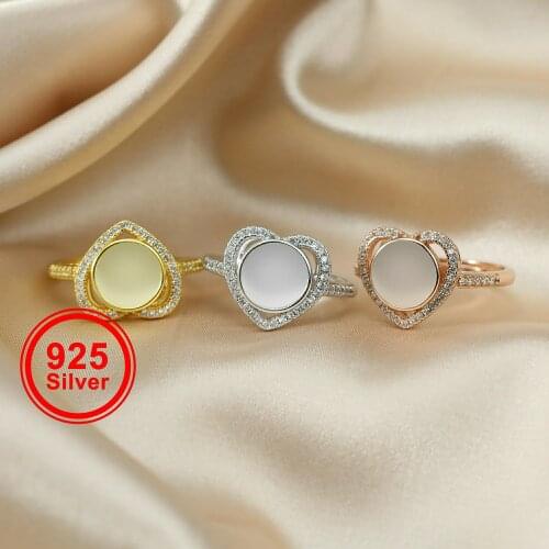 Keepsake Breast Milk Resin Ring Settings Round Solid Back 925 Sterling Silver Rose Gold Plated 8MM Halo Heart Ring Bezel 1210093
