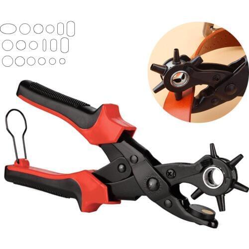 DIY Belt Hole Puncher Heavy Duty Strap Leather Hand Plier Revolv,Super Heavy Duty Rotary Puncher, Multi Hole Sizes Maker Tool