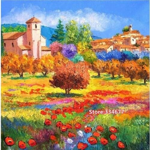 Scenery field Cross Stitch Kits Painting Oil 14CT Unprinted For Embroidered Handmade Arts Set Wall Home Decor Handmade