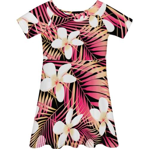 HOT Match Girls Short Sleeves Casual Dress Arrivals Child Outfit Polynesian Tribal Print Girl Loose Dress