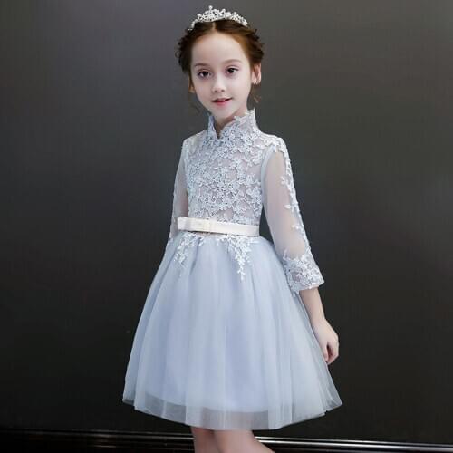 Fashion Retail Beauty Appliques Petal Princess Evening Prom Gown With Big Sashes Embroidery Cute Flower Girls Dress