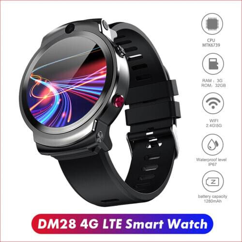 Bluetooth Smart Fitness Watch DM28 4G Android 7.1 WiFi GPS Health Wrist Bracelet Heart Rate smart watch