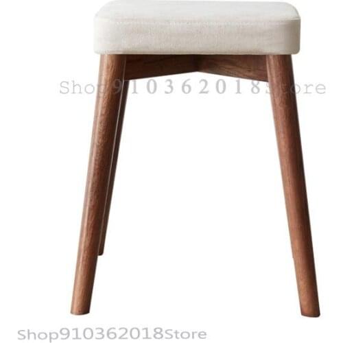 All Solid Wood Dressing Stool Nordic Oak Household Soft Bag Stool Modern Minimalist Bedroom Makeup Stool