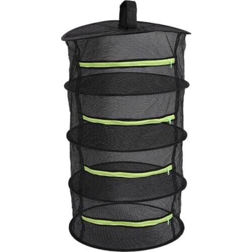 Drying Net Multi-Layer Hanging Basket with Zipper Folding Dry Rack Herb Dryer Bag Mesh for Herbs Flowers Buds Planting Drying