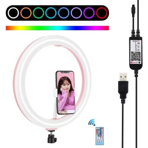 PULUZ 11.8 inch USB RGBW Dimmable LED Ring Light Vlogging Photography Video Light for YouTube,Facebook Live,Twitch,Beauty Blog