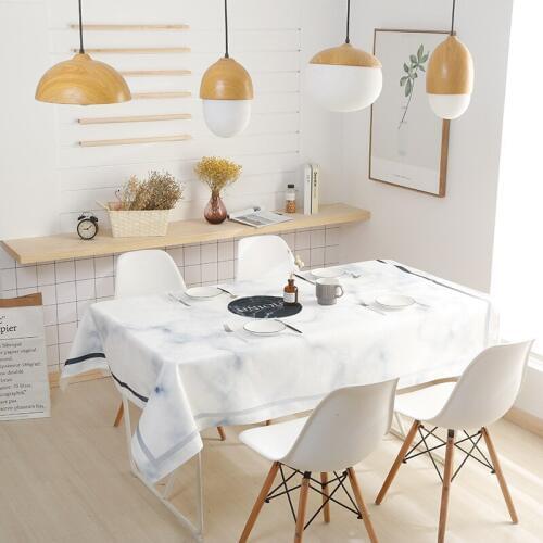 Thickened cotton linen printed waterproof table cloth tablecloth kitchen Nordic ins marbling waterproof and oil-proof table