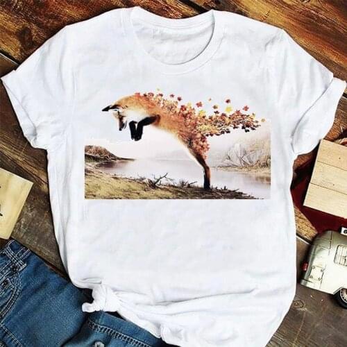 Women Fashion 90s Natural Scenery Animal Cartoon Summer Tshirts Fashion Clothes Graphic T Top Lady Print Female Tee T-Shirt